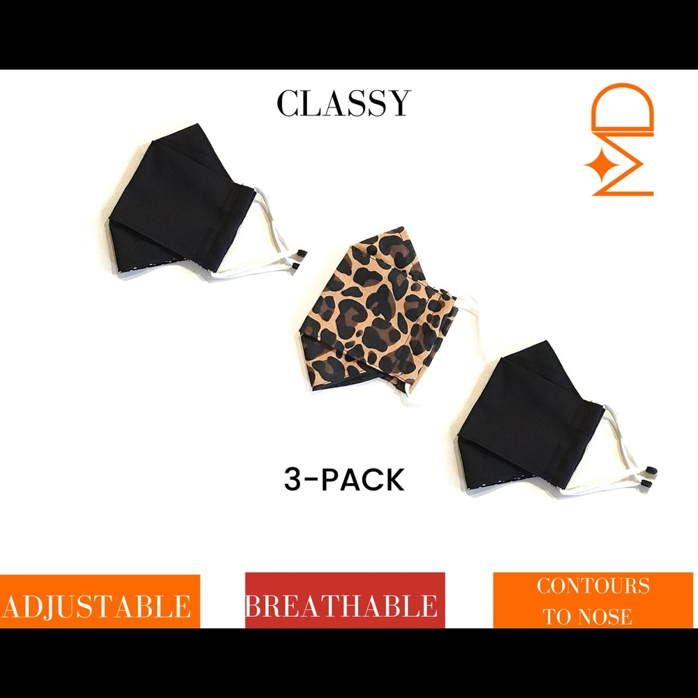 💎3-pack Black/Leopard 3D Triple Layer Cotton F…
